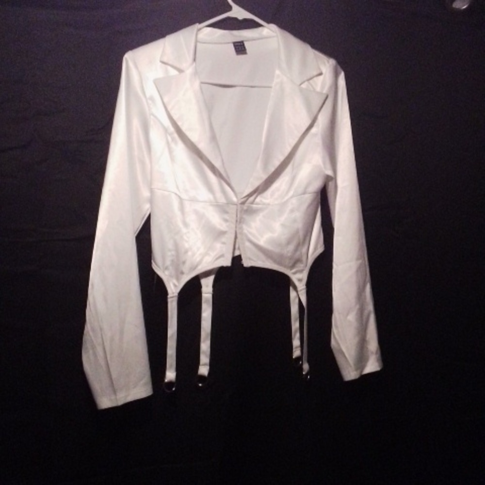 SHEIN white satin blouse
